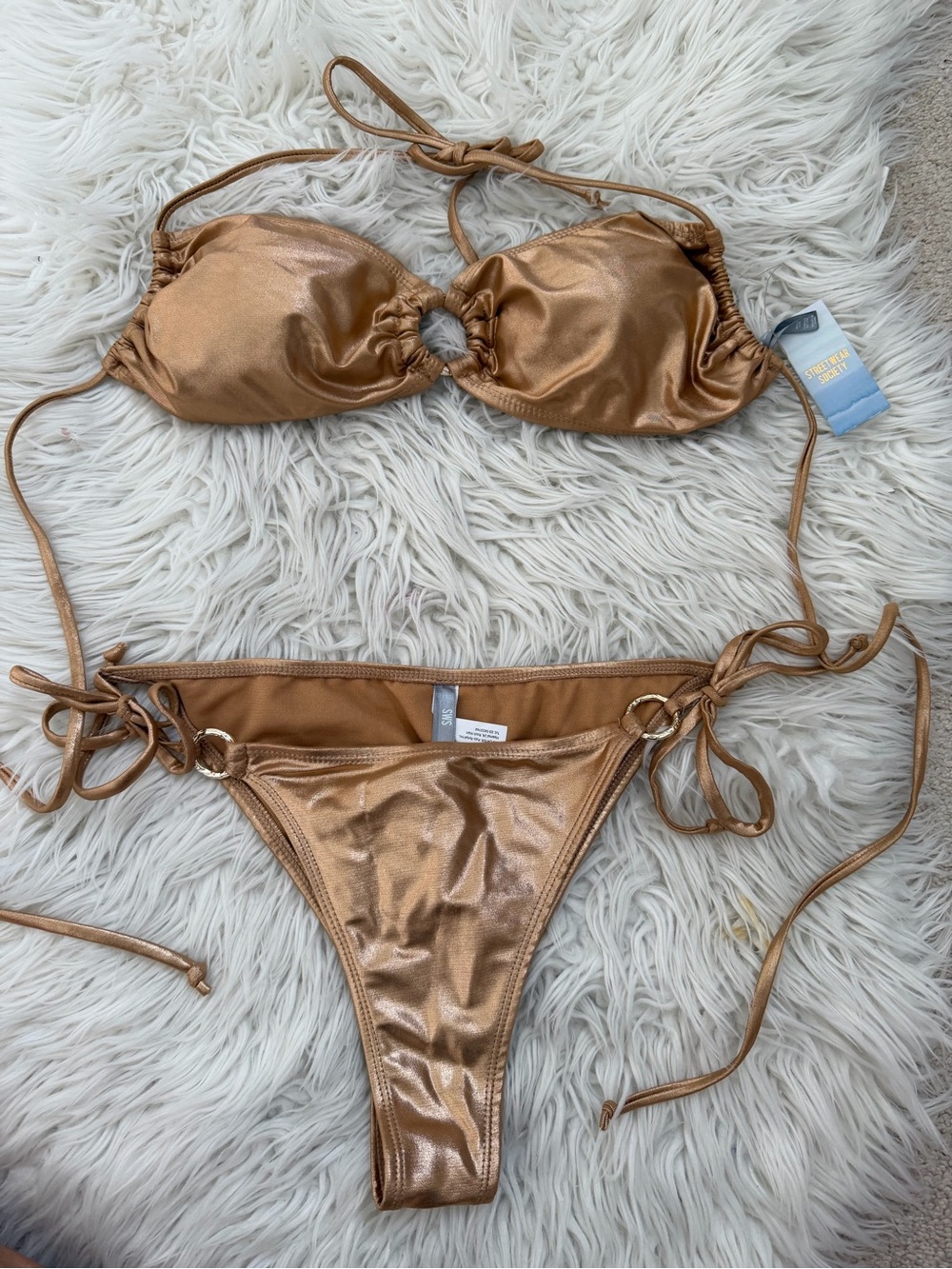 Urban Planet Metallic Bronze Tie-Side Bikini Set